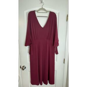 Eloquii Cocktail Dress Size 20 Maroon Caftan Style Drape Tie Sleeves Formal NWT
